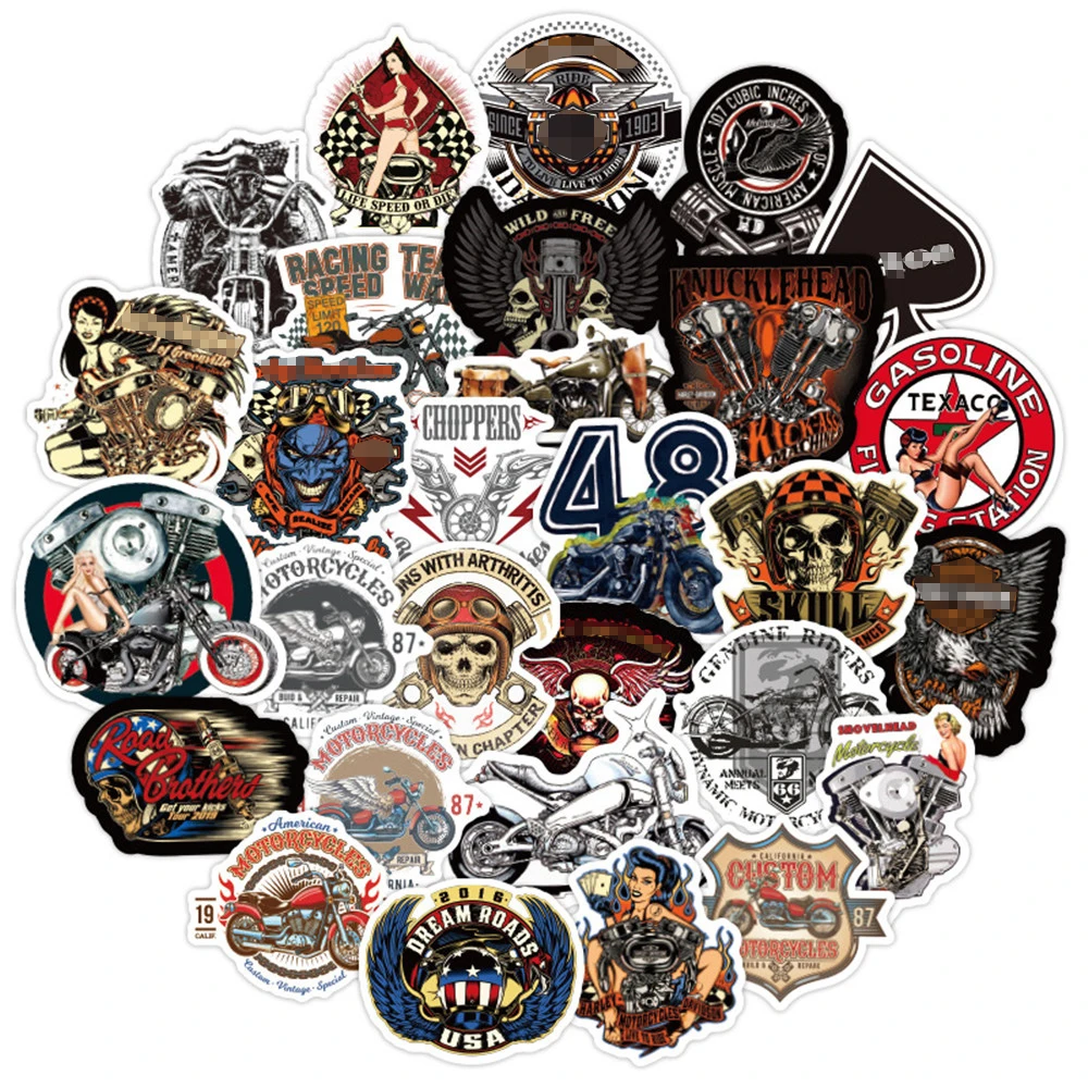 50/100pcs Classic Vintage Motorcycle Stickers For Helmet Ipad Stationery Laptop Journal Scrapbooking Supplies Retro Sticker