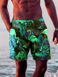 Novelty Tropical Plant Leaf 3D Mens Graphic Shorts Fashion Flamingo Print Hawaiian Beach Trunks Surfing Board Ice Short Pants