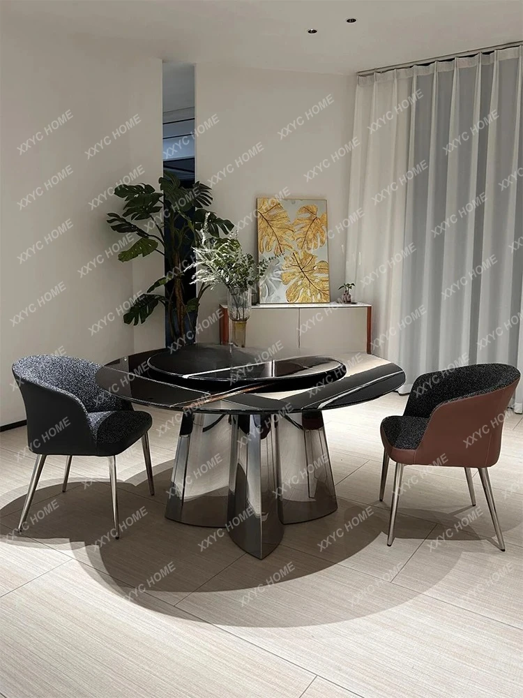 A Lauren Black Gold Natural Marble Dining Table Modern Simple Home Dining Table