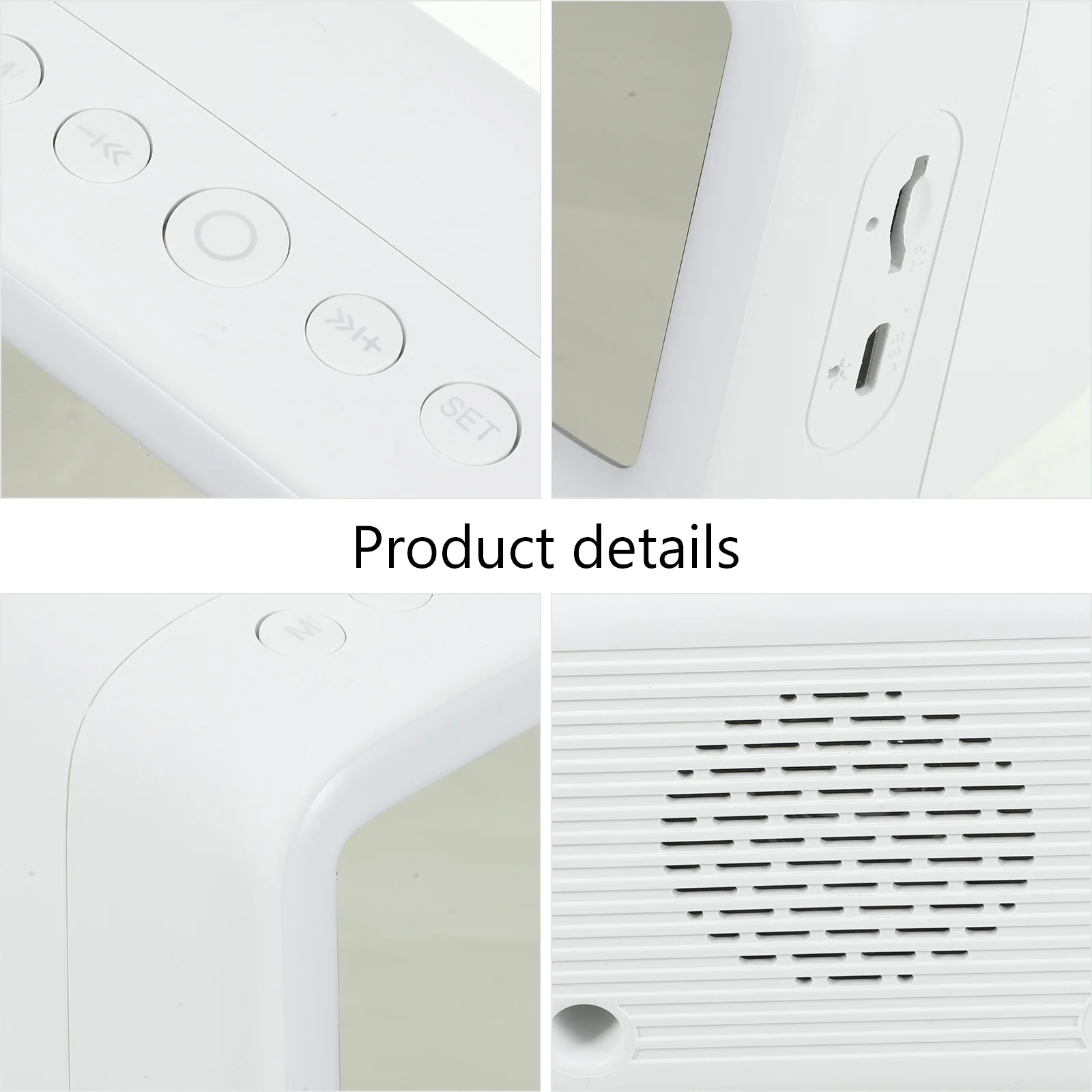 

Speaker Alarm With Night Light Digital Mirror Desktop Wireless Bedside Clock Compact Multi-Functional Radio Clock For