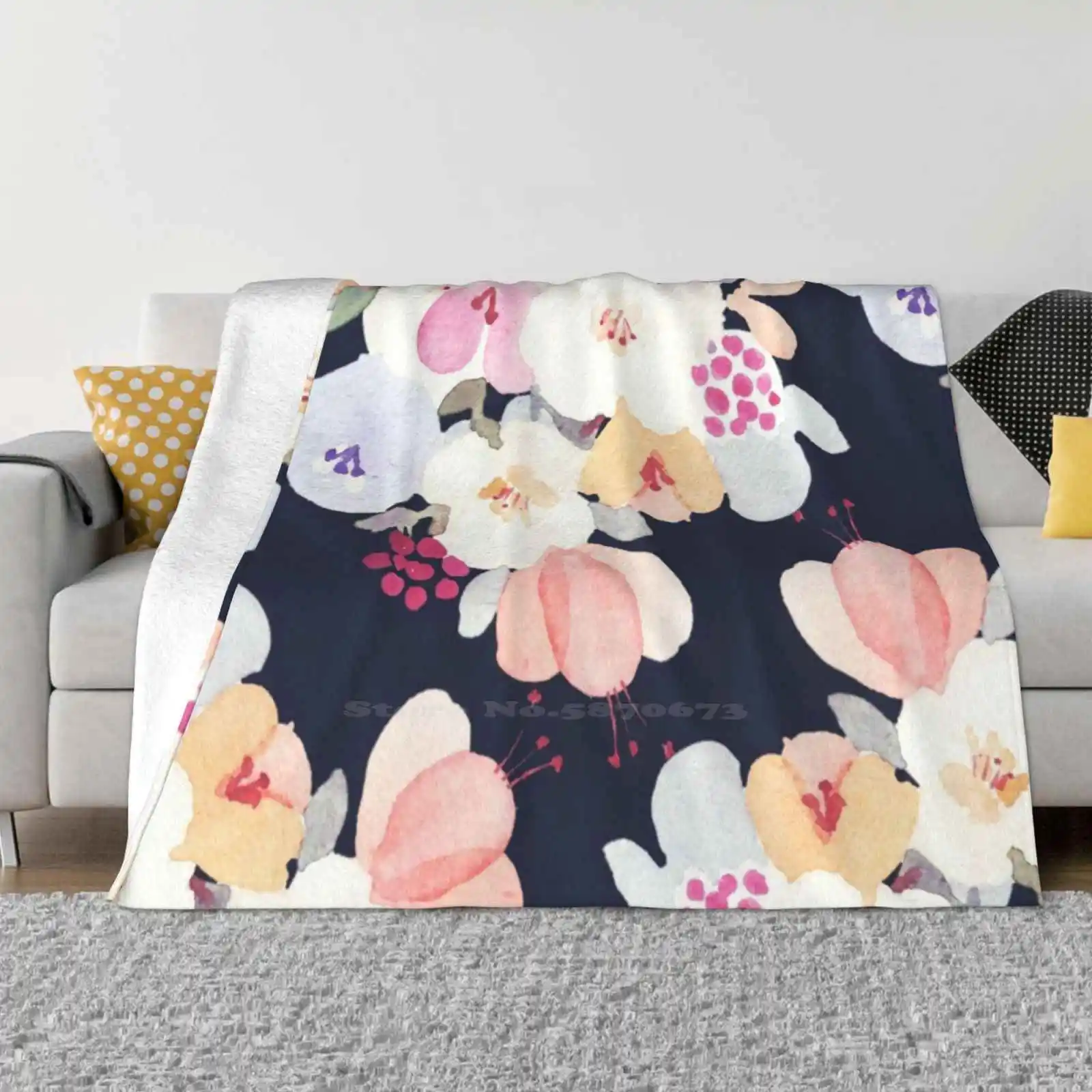 Patterns Everyday | Flower Of Late Summer Low Price New Print Novelty Fashion Soft Warm Blanket Flower Watercolor Pattern