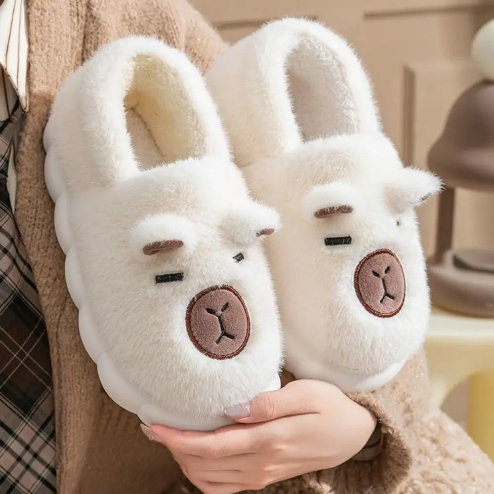 أزياء Homewear كابيبارا النعال رشاقته الدافئة المضادة للانزلاق الكرتون فروي النعال لينة لطيف الشتاء أحذية قطنية زوجين