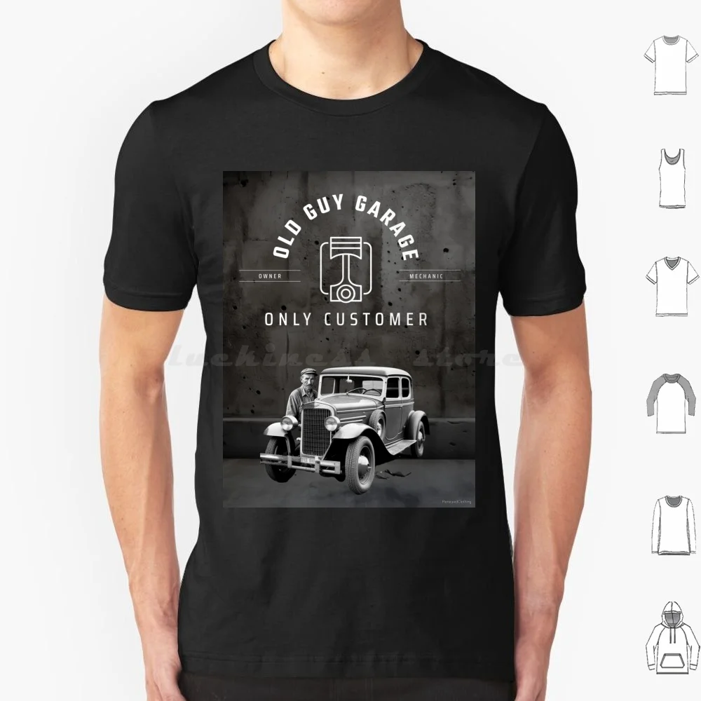 Camiseta Old Guy Garage talla grande 100% algodón Old Guy Grampa abuelo Gramps Old Geezer Old Car Garage negro blanco Vintage
