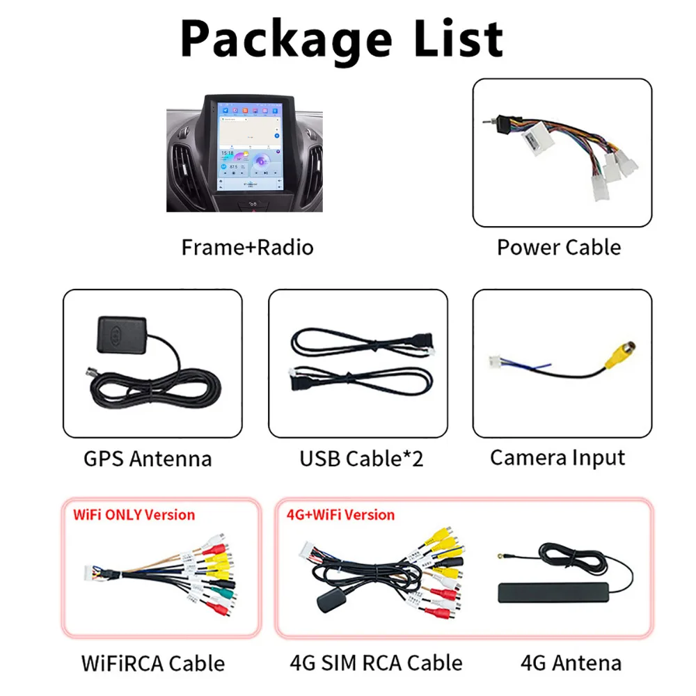 Vertical 4G WIFi BT Android Touch Screen GPS Carplay Stereo Multimedia Car Radio Player for Ford Transit 2014~2018