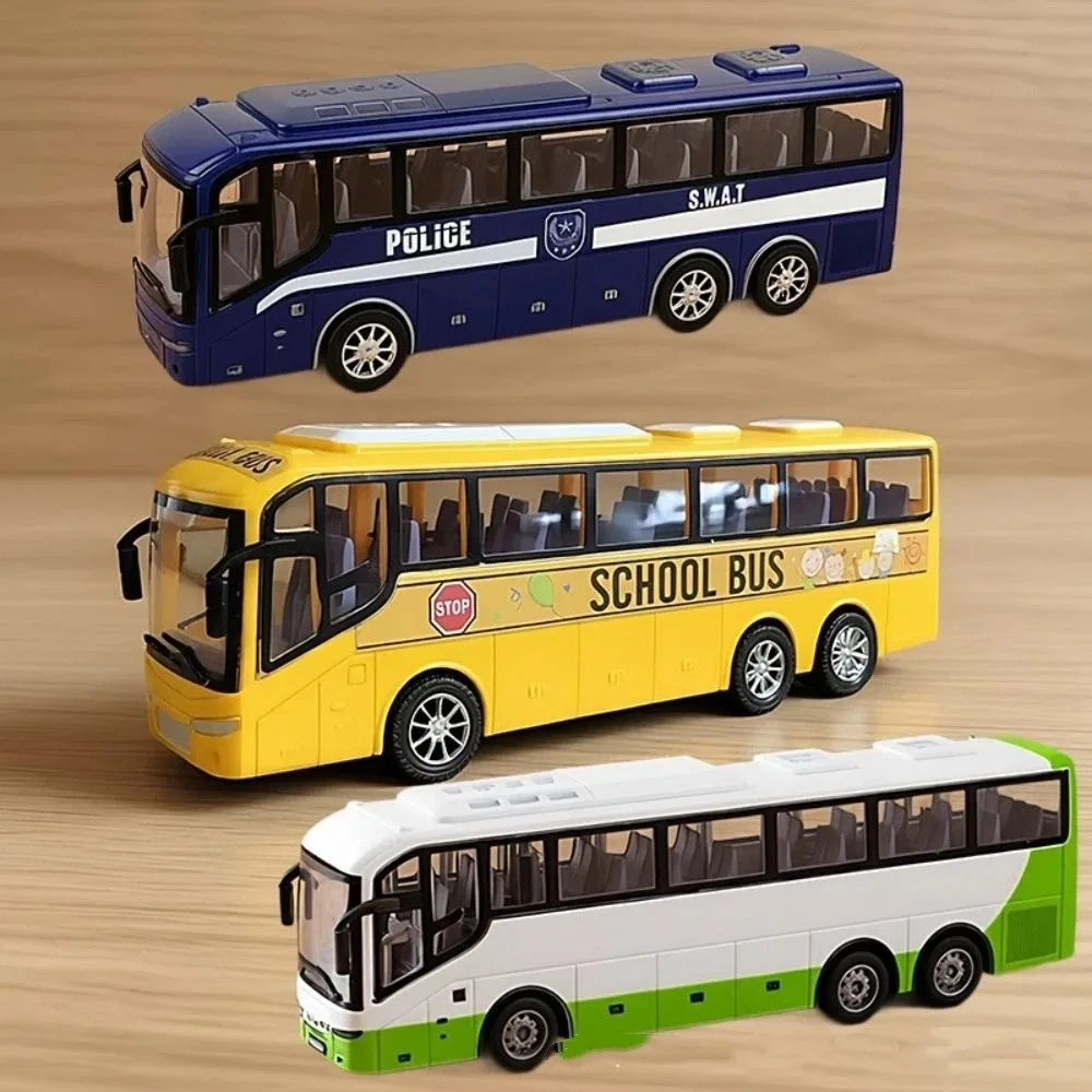 

12.5 Inch School Bus Model Car Toys Yellow Color 1/16 Scale Bus Model Car Toys Plastic Material Multi-color Inertia City Bus Toy