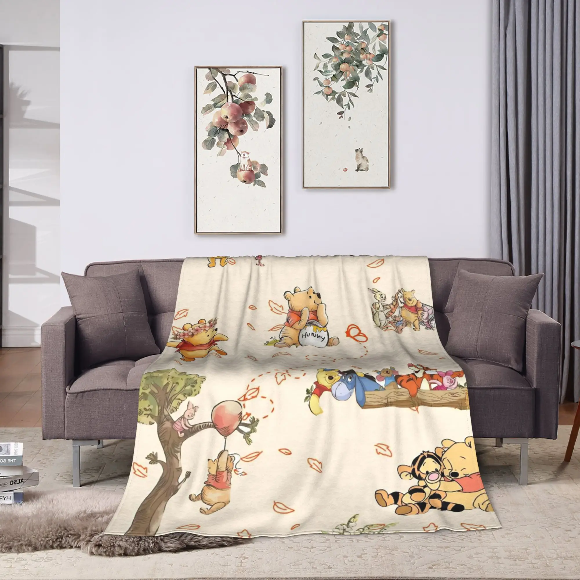 Winnie The Poohs Blanket  Super Warm Graphic Plush Bedding Throws For Child Living Room Flannel Bedspread Bed Cover