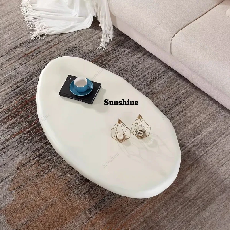 Mesa de Centro Moderna Simples com Design Oval, Mesa de Centro Luxuosa Premium para Sala de Estar, Móveis para Casa