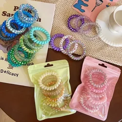 Bandas elásticas para el pelo de Color caramelo para niña, accesorios coreanos para el cabello, lazos para el cabello, cordón en espiral esmerilado, cuerda de goma, tocado elástico, 6 unids/set