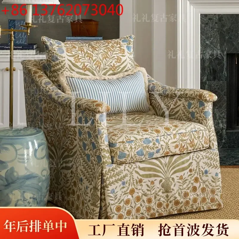 xx French pastoral print sofa chair villa living room leisure single sofa single chair
