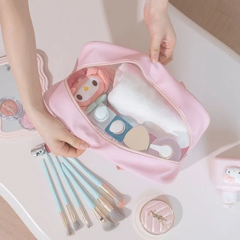 Miniso Cinnamoroll Minha Melodia Kuromi Saco Cosmético, Bonito Washbag Impermeável, Zíper Kawaii, Sacos De Armazenamento De Alta Capacidade, Menina Presente