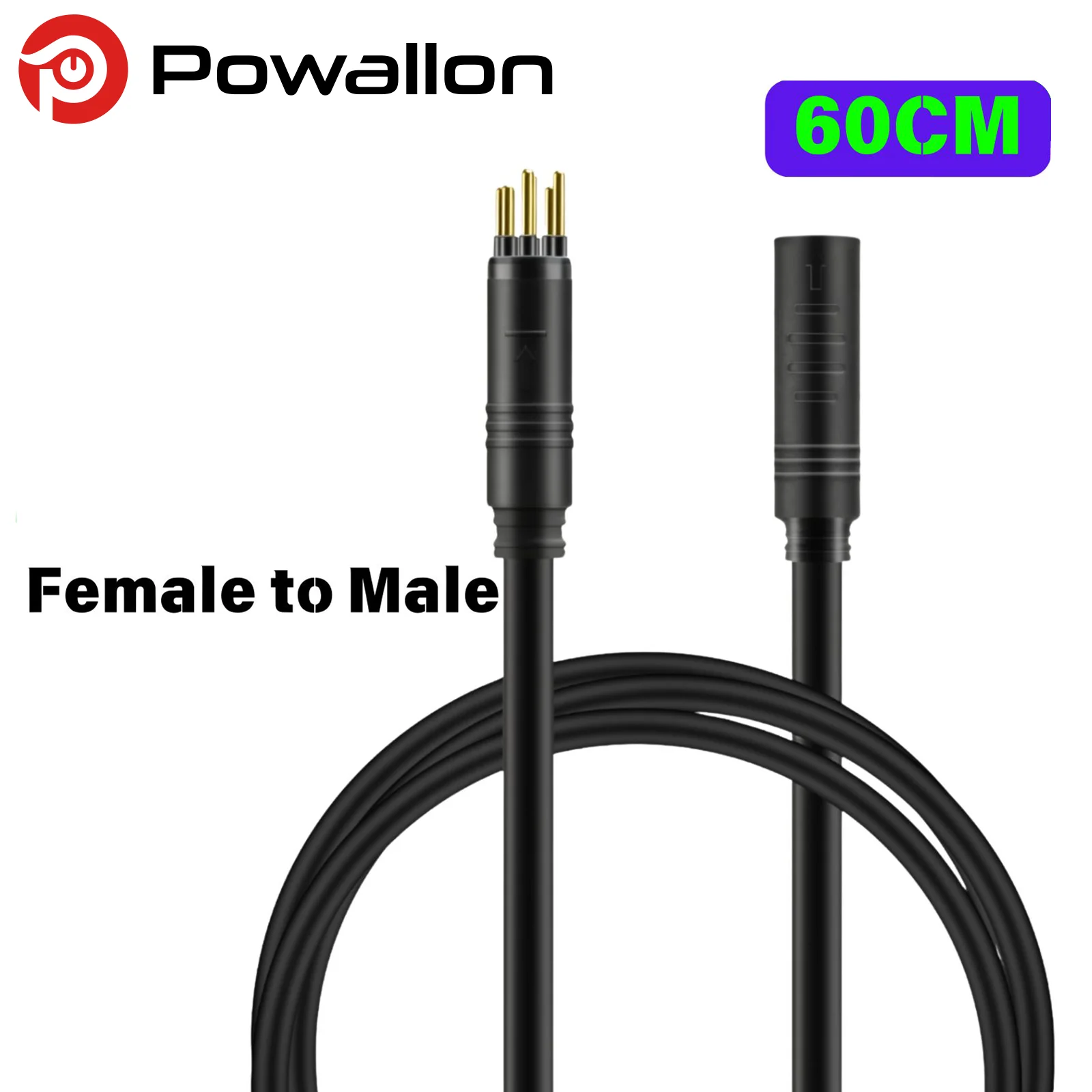 9-poliges EBIKE-Radnaben-Motorkabel, E-BIKE-Verlängerungskabel mit wasserdichtem Anschluss, 60 cm/120 cm, goldener und SM-Stecker optional