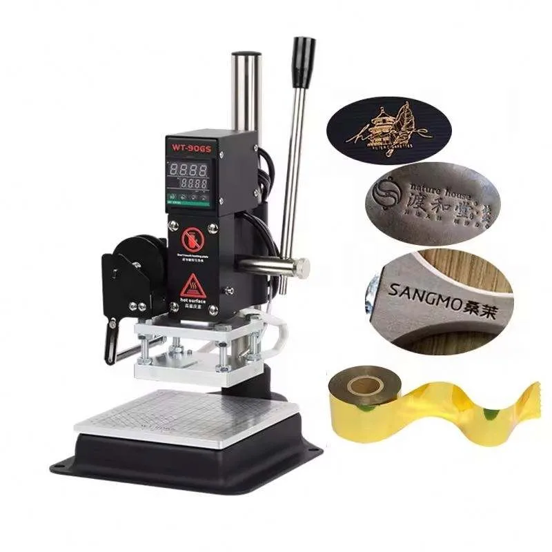 Manual Hot Foil Stamping Machine Heat Press Leather PU Plastic Wood Logo Embosser Desktop Marking Printer