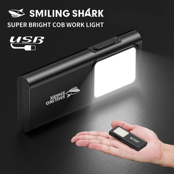 Smiling Shark TIP065 ミニ充電式ワークライト、COB 投光器ポケット懐中電灯、クリップデザイン、屋外ランニング、ハイキング用
