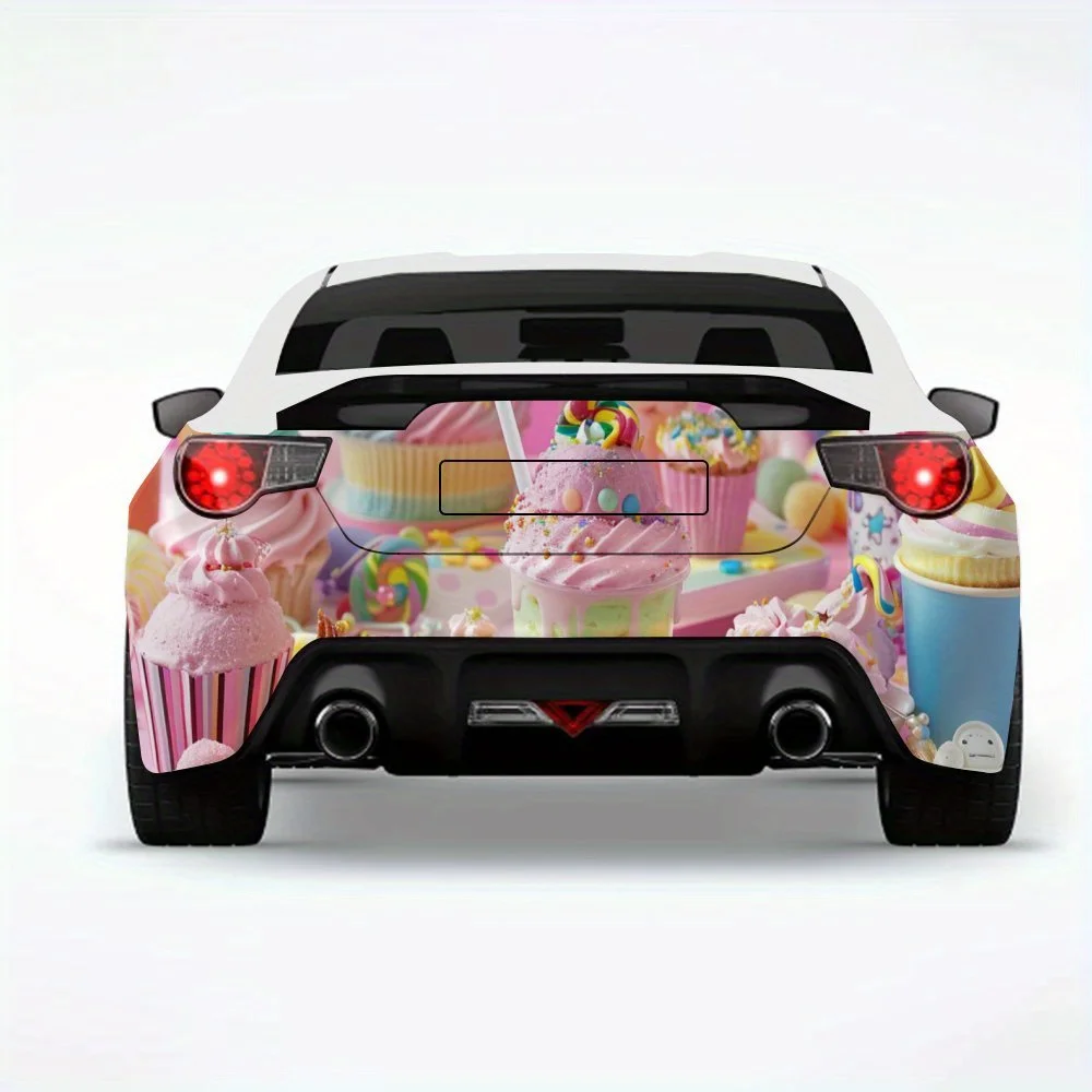 

Sweet Dessert Fantasy Art Print Car Sticker,Vinyl Decal for Car Rear, Waterproof Self-Adhesive Vinyl Stickers for Vehicle Tail a