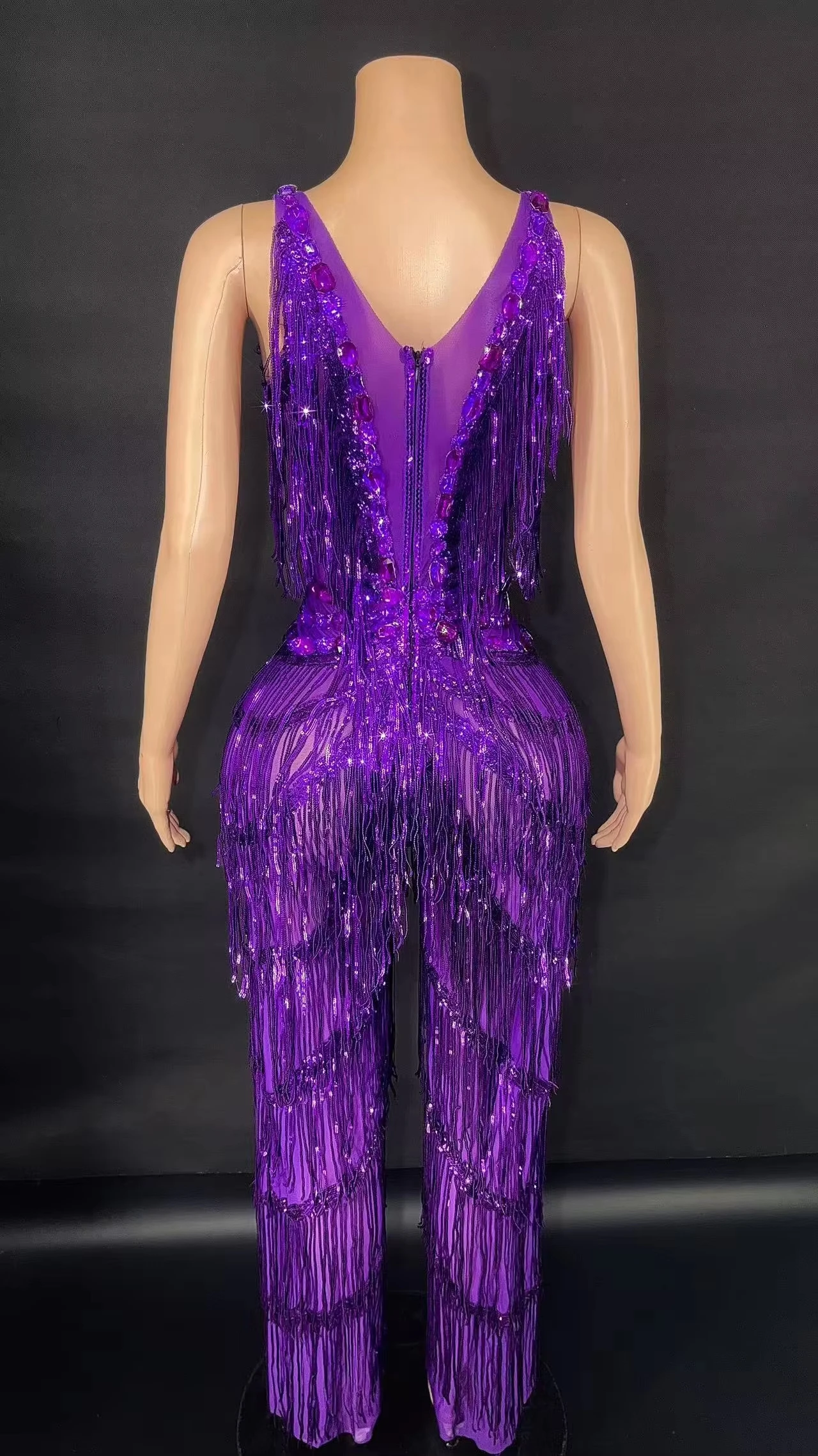 

Hot Selling Products 2025 Beading Tassel Chains Elegant Party Jumpsuit Luxury Plus Size Women's Pants & Trousers