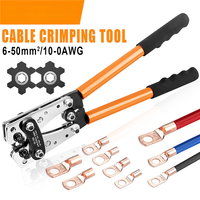 Crimping Pliers 6-50mm²/AWG 10-1/0 Tube Terminal Crimper Hex Crimp Tool Battery Cable Lug Cable Hand Tools