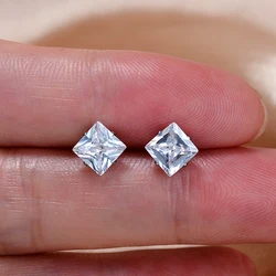 Stainless Steel Unisex Women Men Square Crystal Zircon Ear Studs Earrings 4 Prong Tragus Cartilage Piercing Party Jewelry Gifts