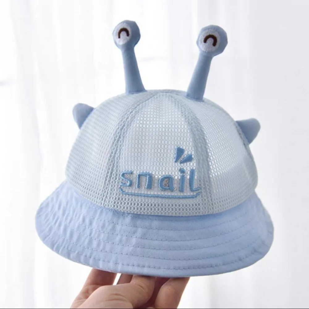

Summer Cartoon Snail Baby Bucket Hat Embroiderey Solid Color Newborn Sun Hat Breathable Sunscreen Baby Fisherman Hat Streetwear
