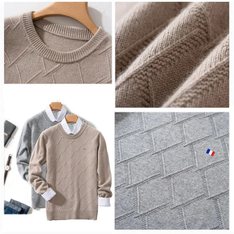 Pull en Cachemire à Col Rond pour Homme, Vêtement en Laine, en Jersey, pour Automne et Hiver