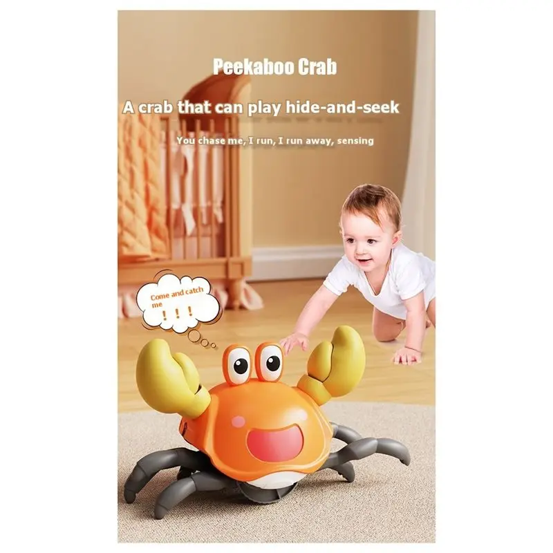 BEDW-Kids Induction Escape Crab Crawling Toy Toddlers Electronic Musical Pet Avoid Obstacles Fun Party Interactive Baby Toys