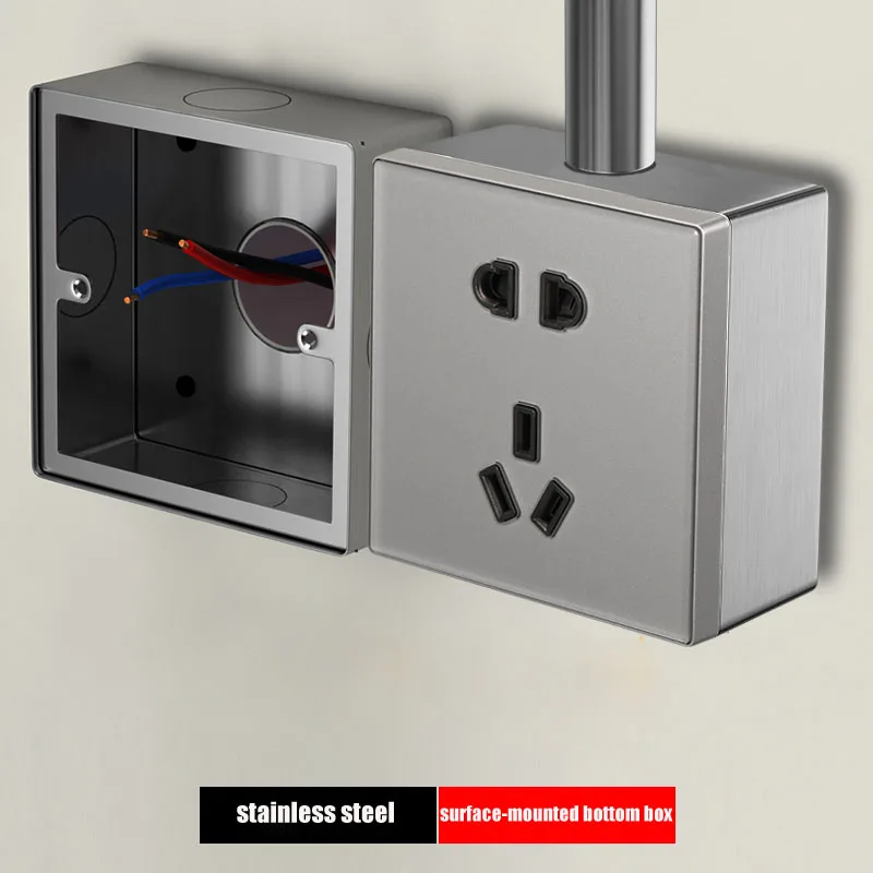 Type 86 Stainless Steel Button Box Surface Mount Universal Wall Switch Socket Junction Box 25mm Import