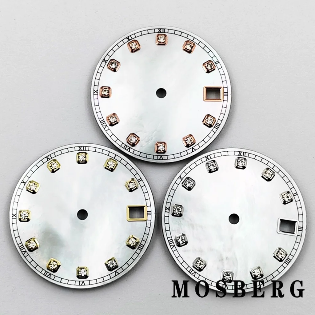 28.5 مللي متر ساعة الطلب ل NH35 NH35a مع نافذة التاريخ أزرق أبيض اللون الساعات أجزاء ملحقات الحركة التلقائية