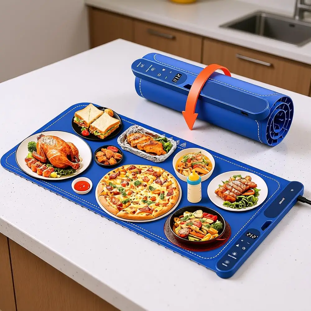 

Электрические силиконовые подогреватели для еды, портативные настольные подогреватели для сервировки блюд и фуршетов, 7 уровней температуры, 8 часов работы