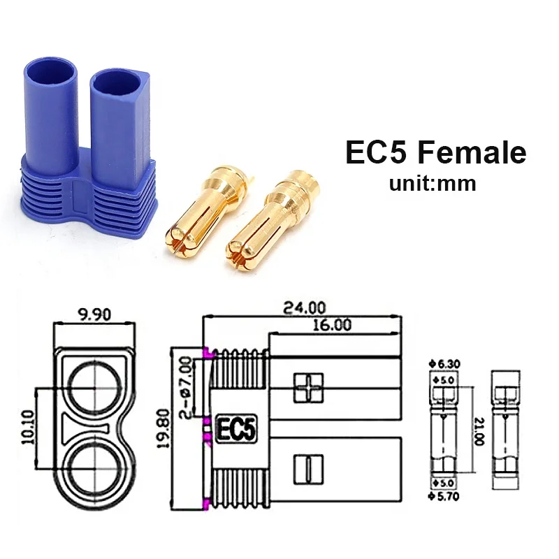 EC3 EC5 EC8 Gold Plated Lipo Battery Balance Charging Cable Plug 2Pins for RC Power Battery