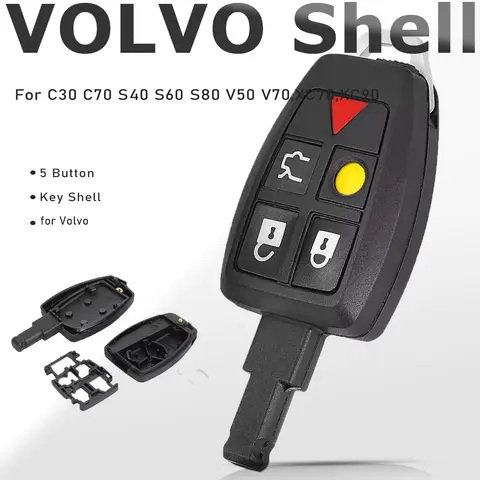 KEYECU 원격 키 쉘 케이스 하우징 VOLVO C30 C70 S40 S60 S80 V50 V70 XC70 XC90 용 5 버튼 Fob