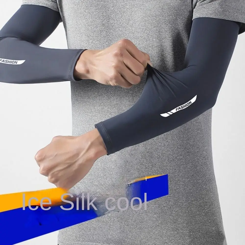 

Summer Ice Silk Ice Sleeves UV Protection Loose Arm Sleeves Non-slip Driving Hand Protector Cover Men