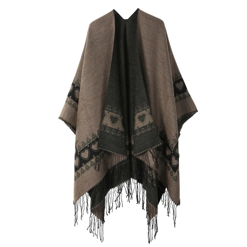 Conjunto de ropa para viajar: chal, capa y bufanda versátiles, de doble cara y con tejido más grueso, para mujer.