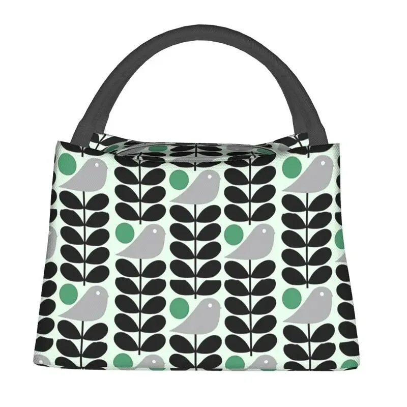 Orla Kiely Birds Thermal Insulated Lunch Bags Women Scandinavian Flowers Lunch Tote for Outdoor Camping Travel Meal Food Box