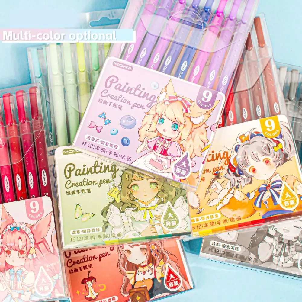High-quality 9-Colors Highlighter Drawing/Painting/Graffiti Learning Markers Marker Pen Art Stationery Scrapbook Pen