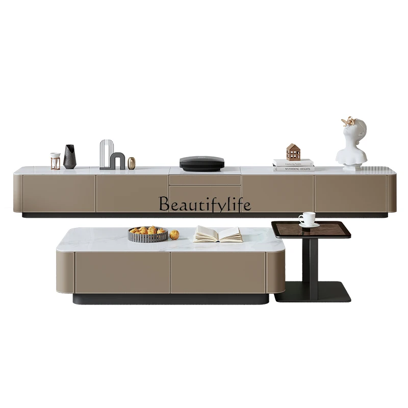 

Minimal Laser Projection TV Cabinet Saddle Leather Telescopic Projector Special Floor Cabinet
