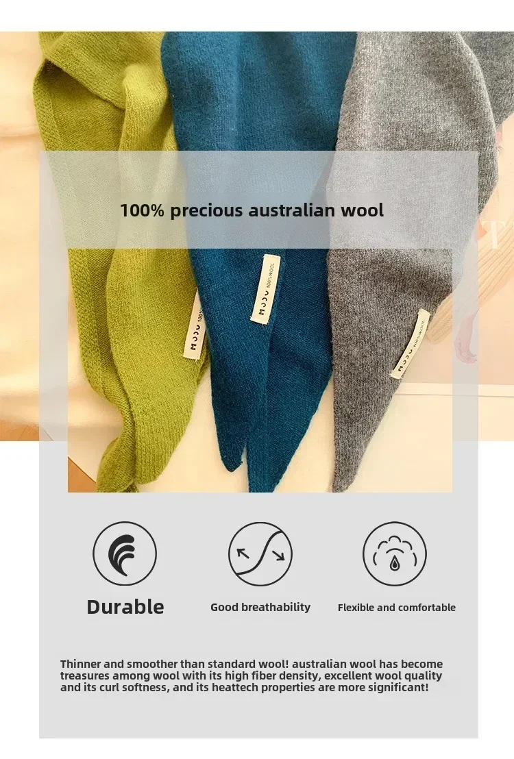 Dreiecksschal Nischenwolle Dreiecksschal Damen Kopftuch Strickschal Multifunktionaler warmer Strickschal – Detail 7