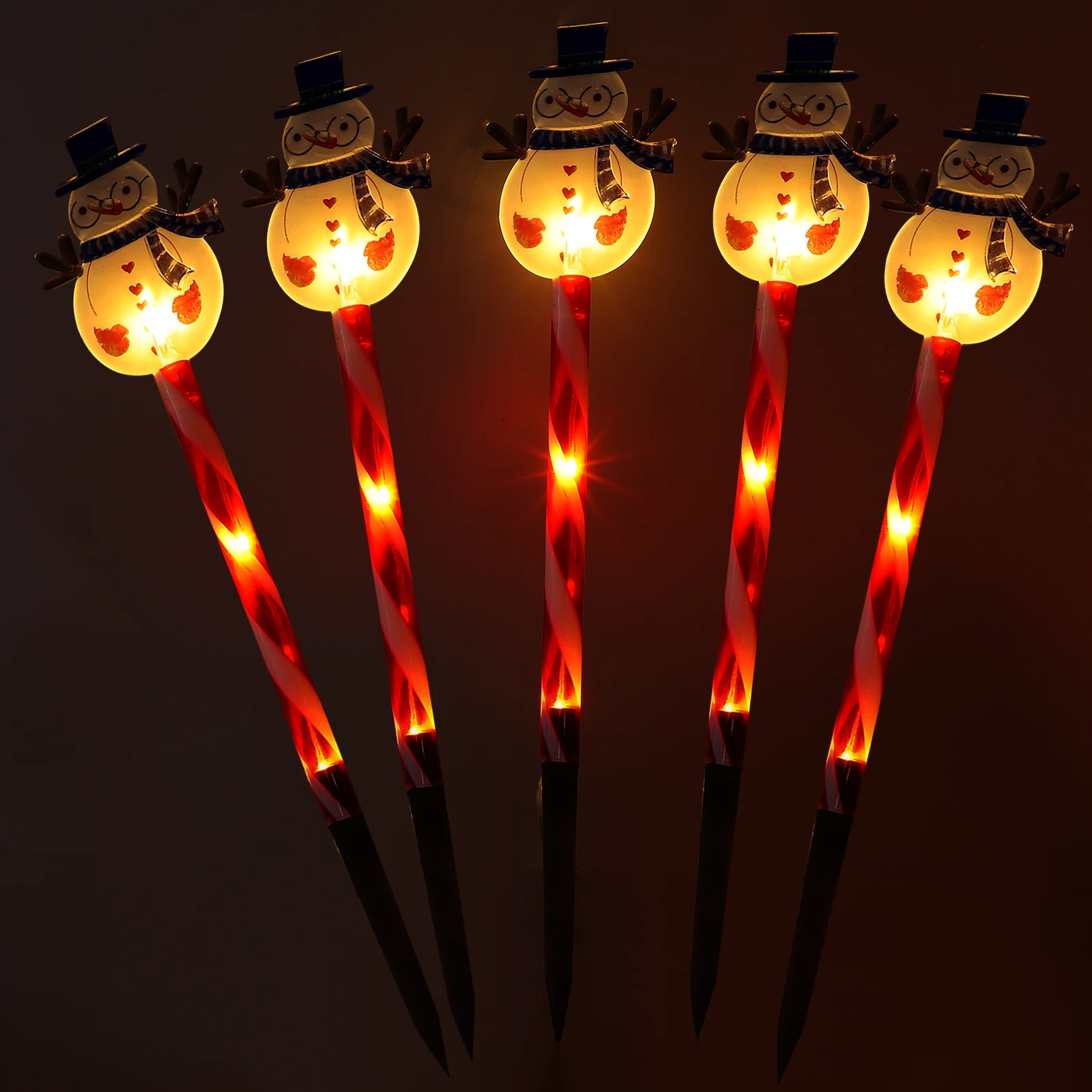 

Christmas Pathway LED Outdoor Ground Stakes Family Christmas Light Red Pole Yard Lights Rainproof Garden Stake Lighting