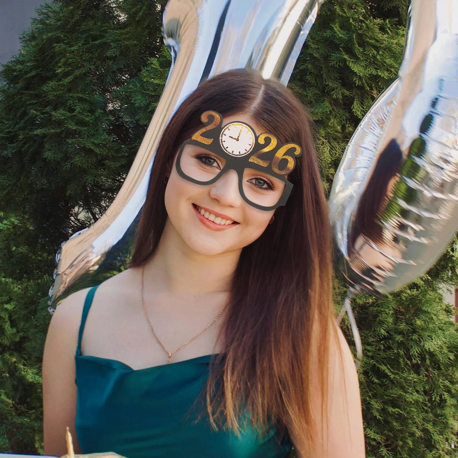 

5Sets New Year Party Eyewear 2026 Glitter Paper Glasses Fun Photo Props for Nye Party Accessories Festive Celebration Supplies