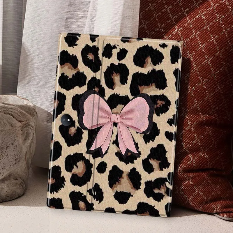 Leopard Print Bow For OPPO Pad 2 3 4 11 SE X Air 2 Neo Pro 12.1 10.36 11 11.4 13.2 Inch Tablet Case Soft