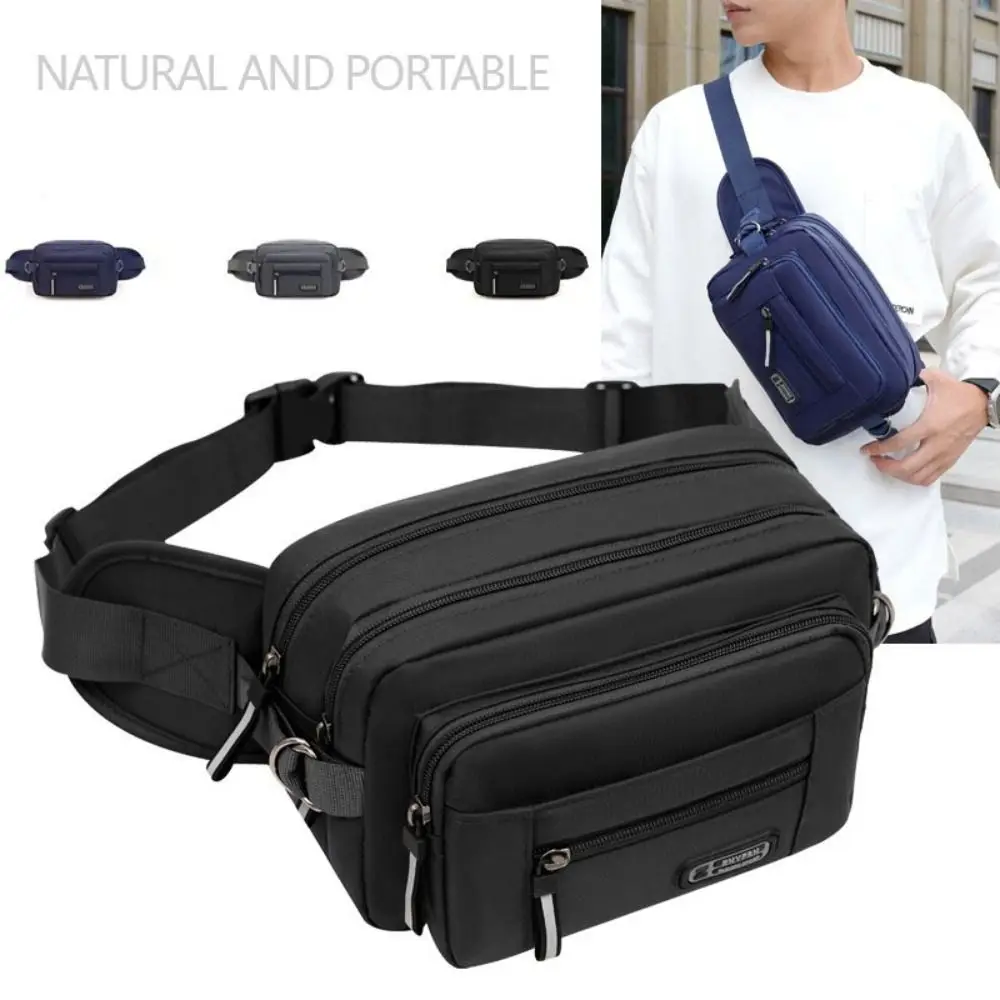 

Multi Layer Waist Bag Large Capacity Zipper Shoulder Bag Crossbody Bag Adjustable Shoulder Strap Sport Chest Bag Shopping