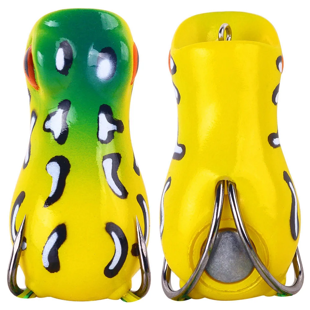 1pc Surface Frog Lure Top Water Bass Fishing Lures Soft Frog Double Propellers Legs Freshwater Rotating Tail Floating Swing Bait