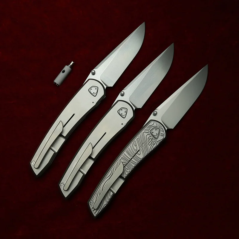 LEMIFSHE Waka cuchillo plegable EDC mango titanio para camping - imagen 3