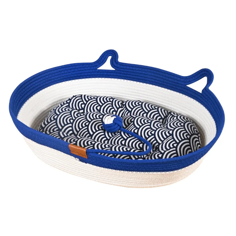 Rattan woven cat bed suitable for all seasons, woven cat nest, Teddy dog bed, pet mat, toy ball cat bed