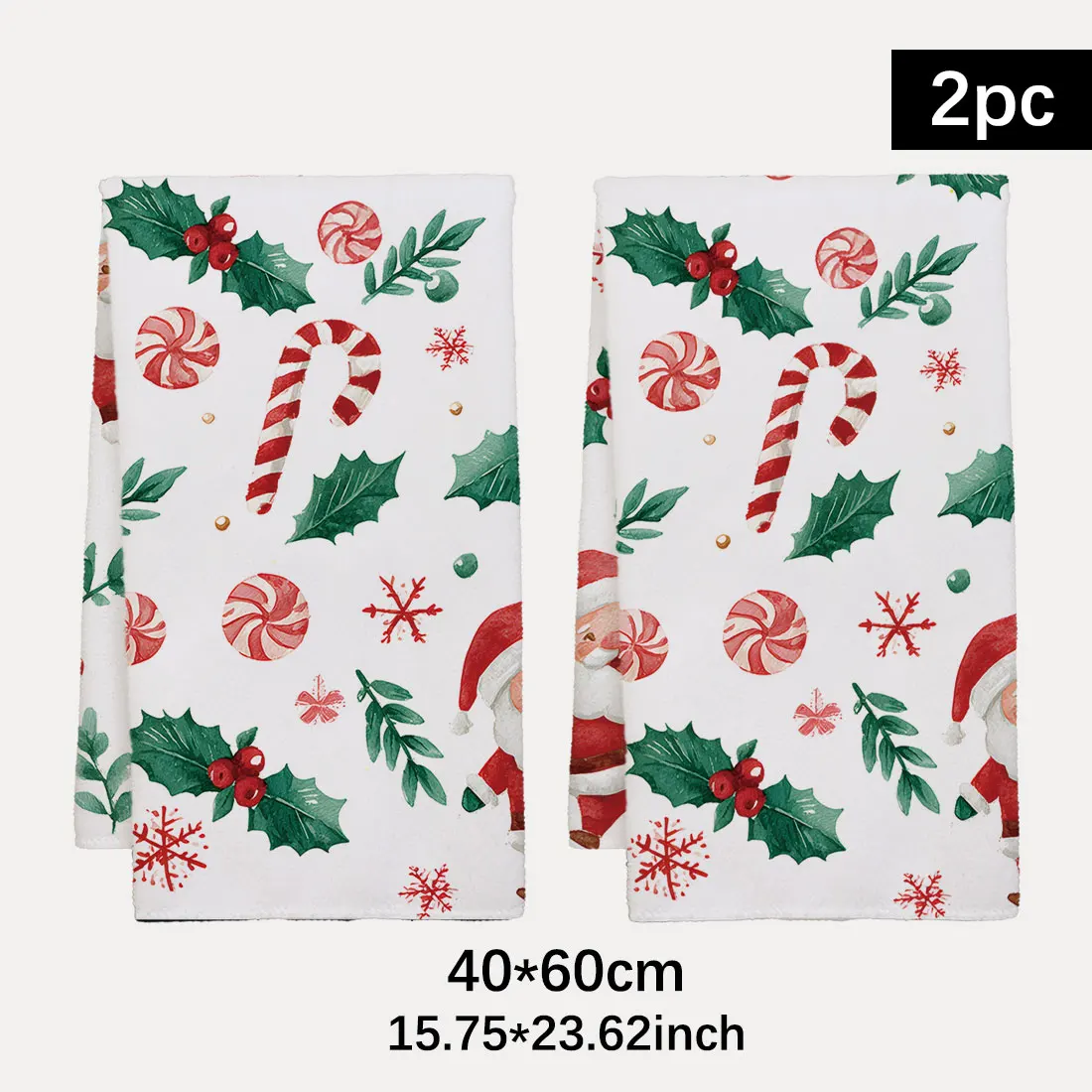 40x60cm Christmas Seamless Tea Towel Kitchen Dishcloth Christmas-themed Pattern Tree Cane Cleaning Cloth Gift Christmas Decor