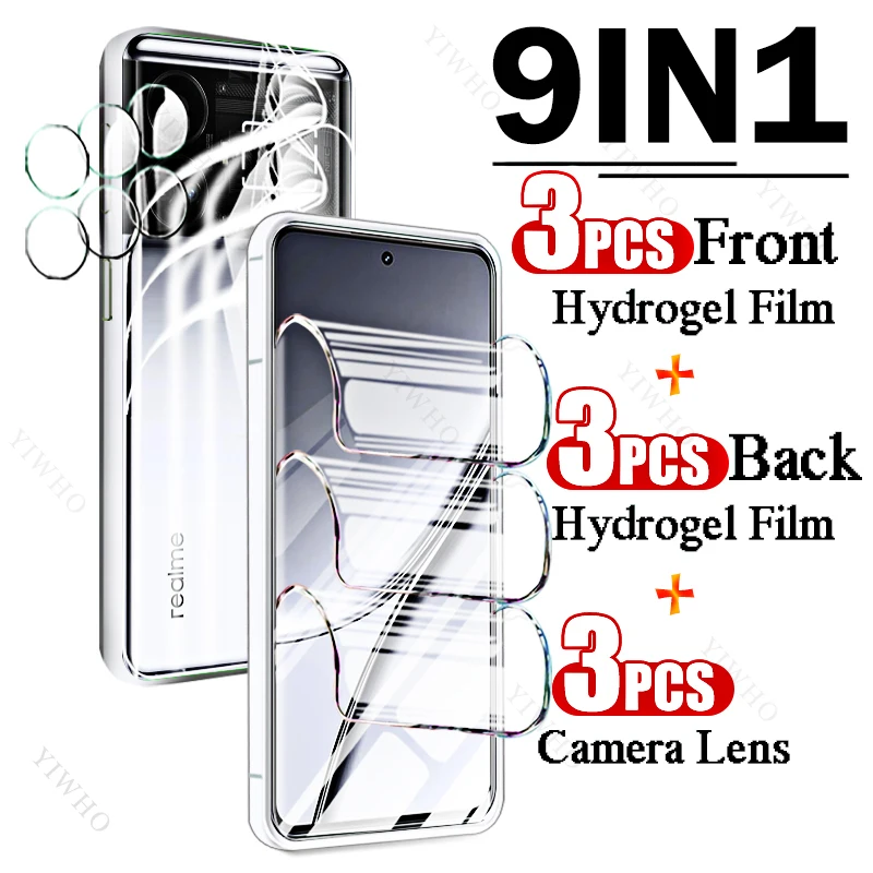 

9in1 Full Covers Front Back Hydrogel Film for Realme GT5 6.74" Fingerprint Screen Protectors for Realme G T 5 GT Camera Lens HD