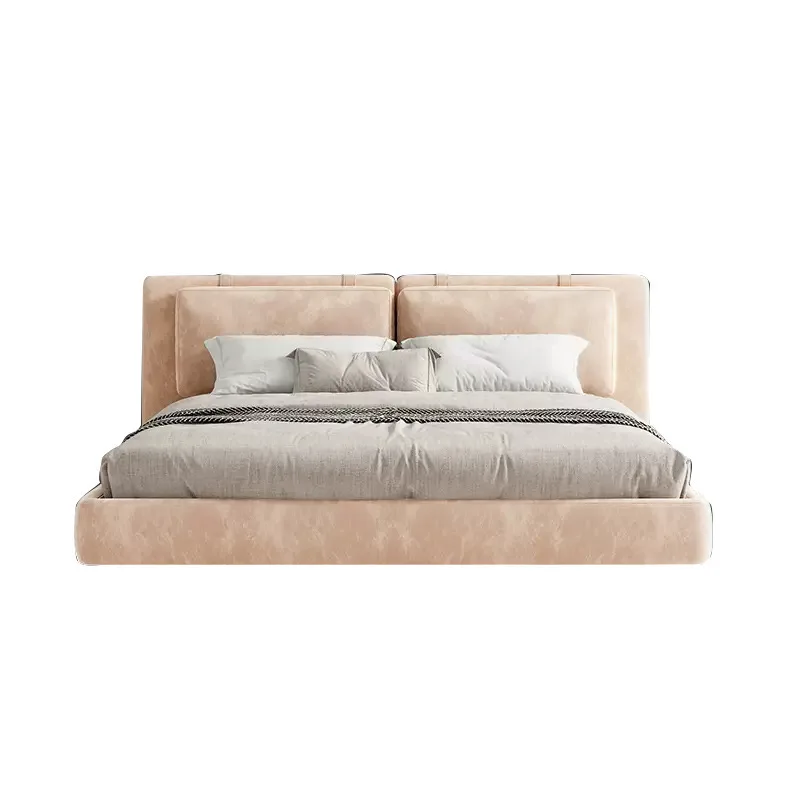 

ml-Suspension Simple Modern Italian Minimalist Master Bedroom Cloth Bed Wabi-Sabi Cream Light Luxury 1.8m Double Wedding Bed%