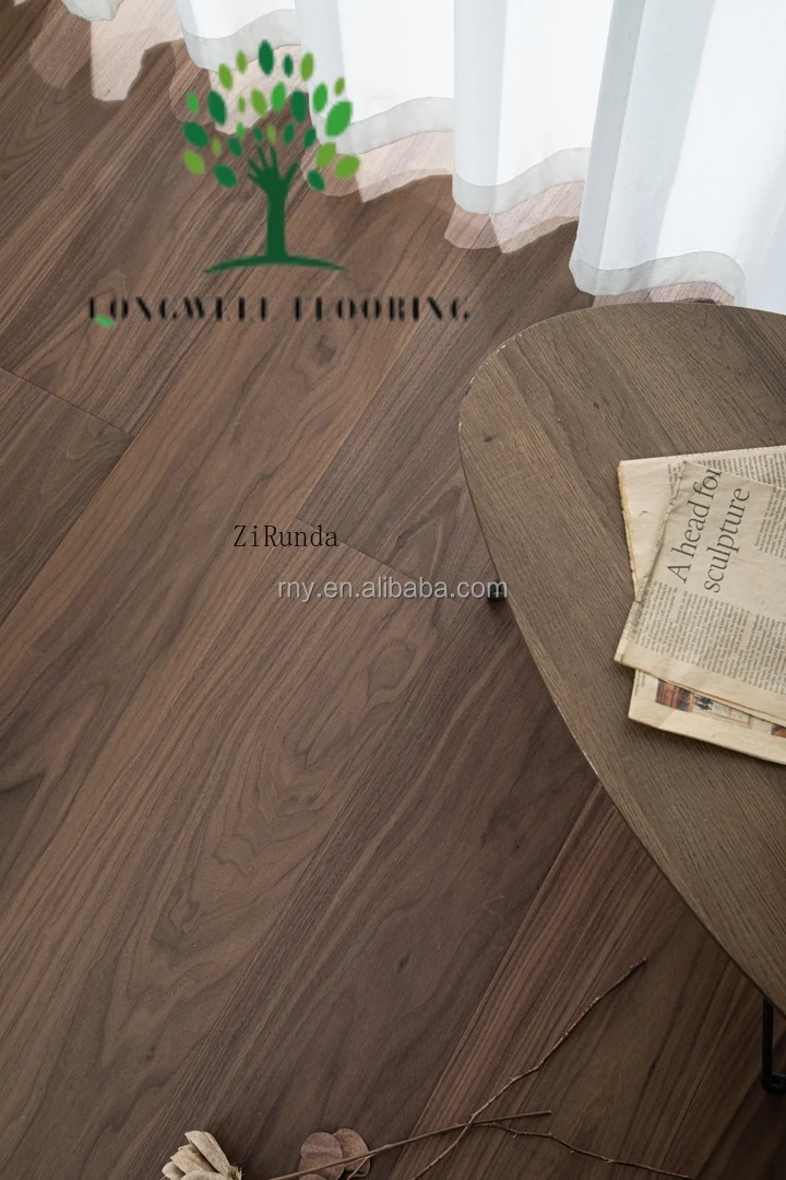 نسخة مخصصة من أرضية خشبية صلبة من خشب الجوز المتين الراقية وأرضية خشبية صلبة طبيعية لغرفة النوم الداخلية وأرضية خشبية هندسية