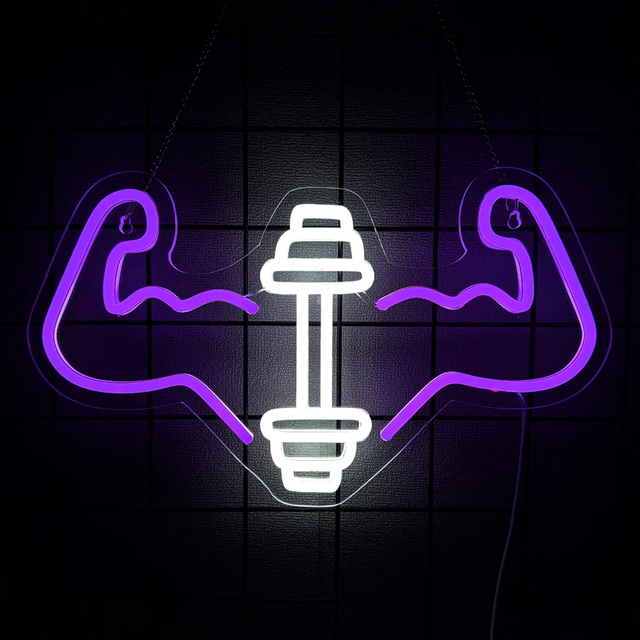 Muscle And Dumbbell Led Neon Sign, The Best Birthday Gift For Fitness Party, Used For Bedroom Gym Club Man Cave Art Decor.