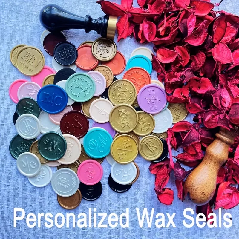 

200PCS Custom Wax Seal Sticker, 37 Colors Wax Seals Self-Adhesive Backing, 3CM Personalized Monogram Self Adhesive Wax Seals