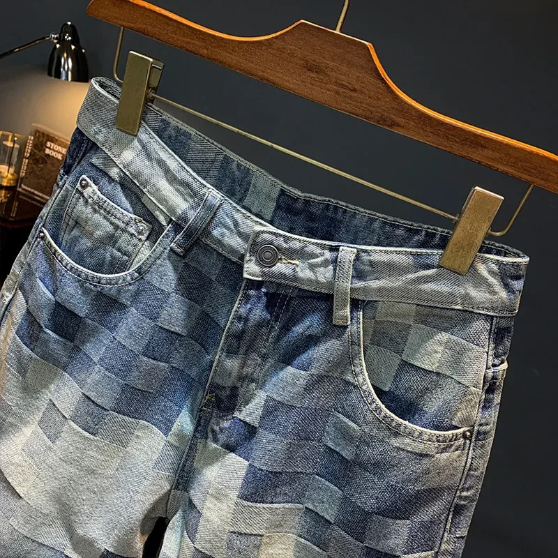 Fashionable and Stylish Denim Shorts, Men's Trendy Brand American Thin Five Quarter Pants, 2025 Summer New Men's Half Length Pan