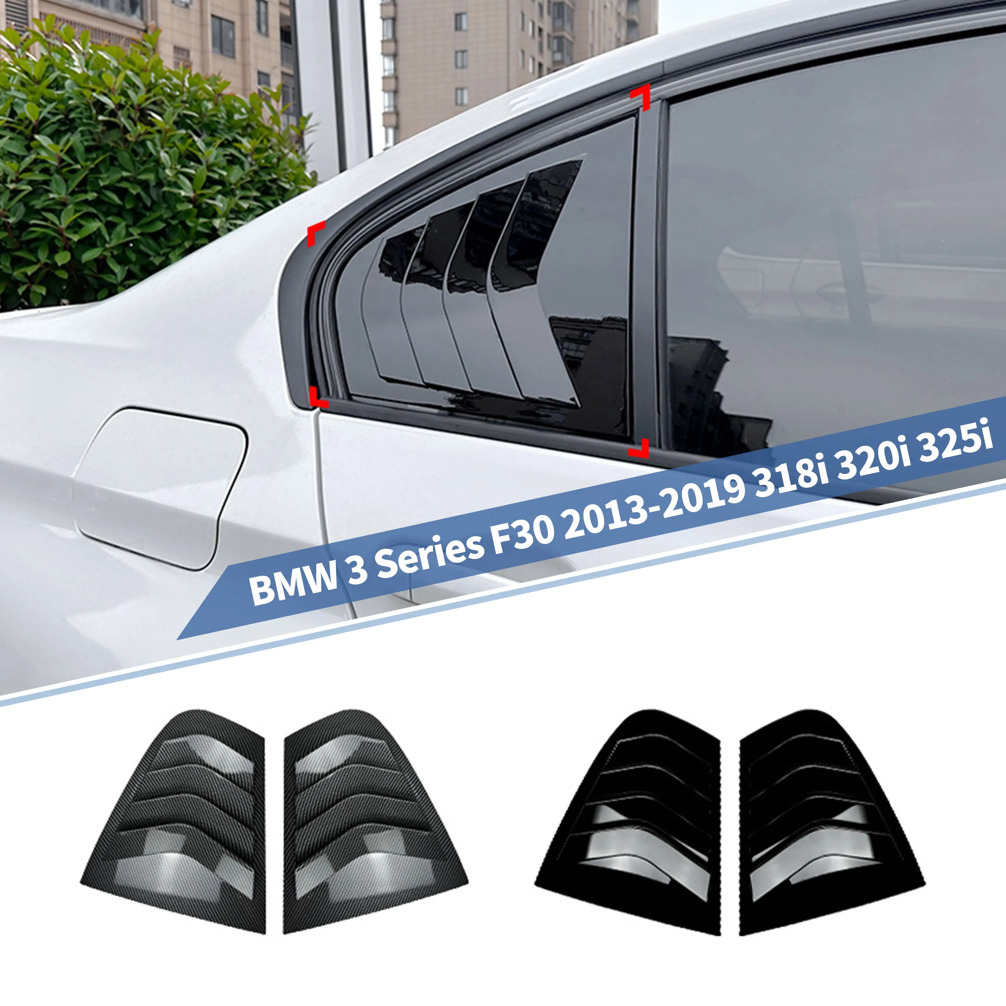 

F30 Louvers For BMW 3 Series F30 318i 320i 325i 2013-2019 Rear Window Side Vent Shutter Louver Cover Trim Car Accessories